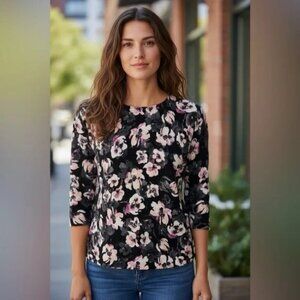 Talbots ~ Floral Cashmere  Sweater in XL Petite